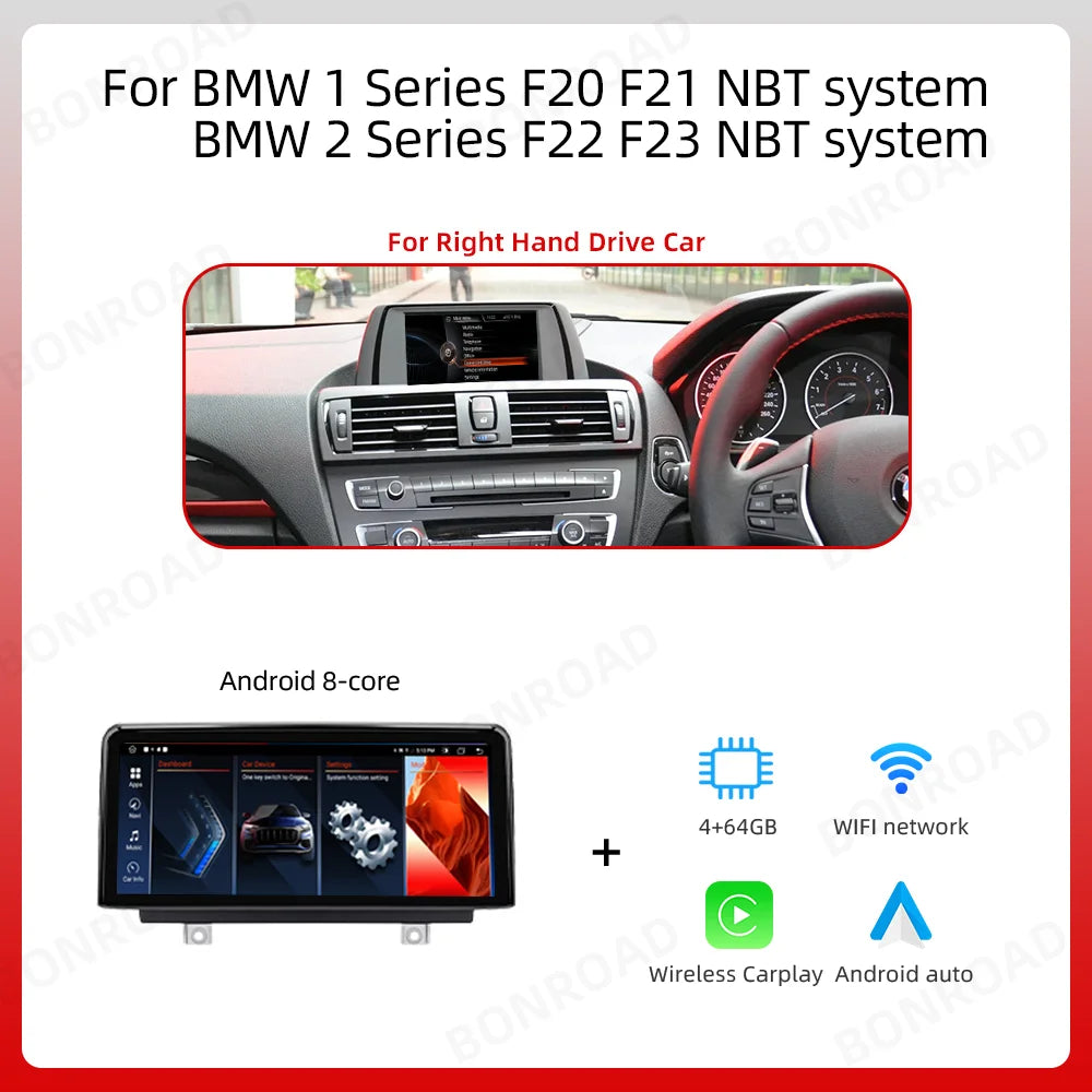 Wireless Carplay Multimedia Display Screen Android Auto Radio For BMW 1 2 3 4 Series F20 F21 F22 F30 F31 F32 F33 F34 F36 M4 F82