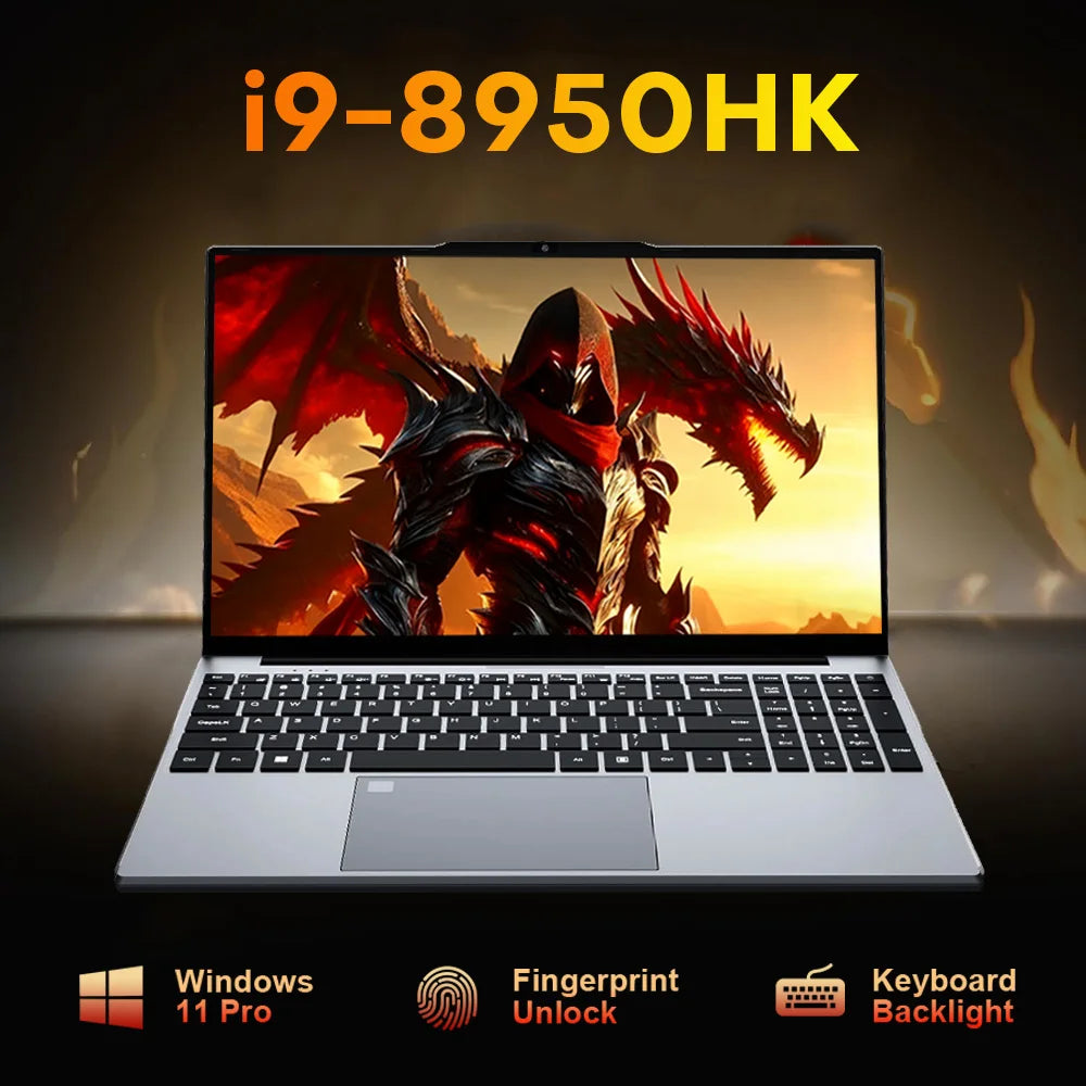 15.6“ Gaming Laptop Computer Wins 11 Intel Core i9 8950HK i3 6100 16GB RAM 1TB SSD Fingerprint Unlock Notebook Laptop Backlight