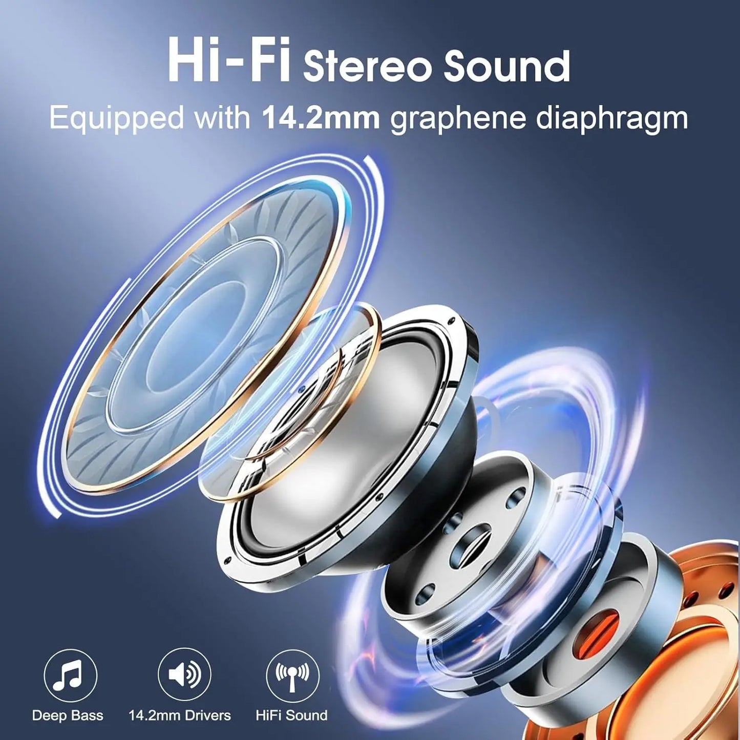 Wireless Earbuds with 75hrs Playtime, Bluetooth 5.4, Deep Bass, ENC Noise Cancelling Mic, IPX7 Waterproof for Sports