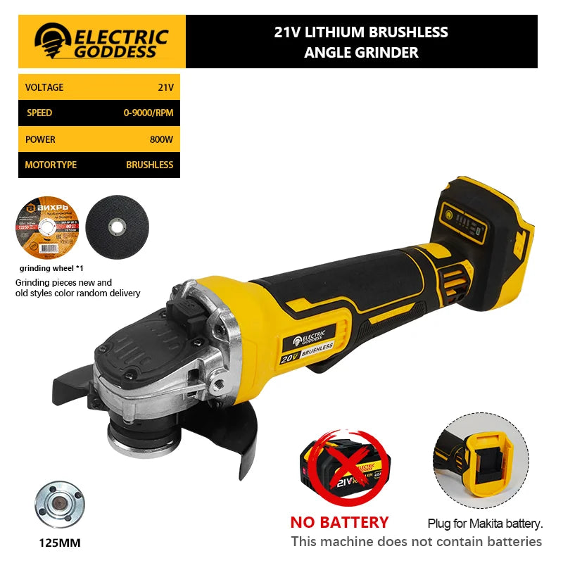 EDOG DCG406 Brushless Angle Grinder Cordless Metal Polishing Machine Cutting Woodworking Power Tool For Makita 21V Battery Pin