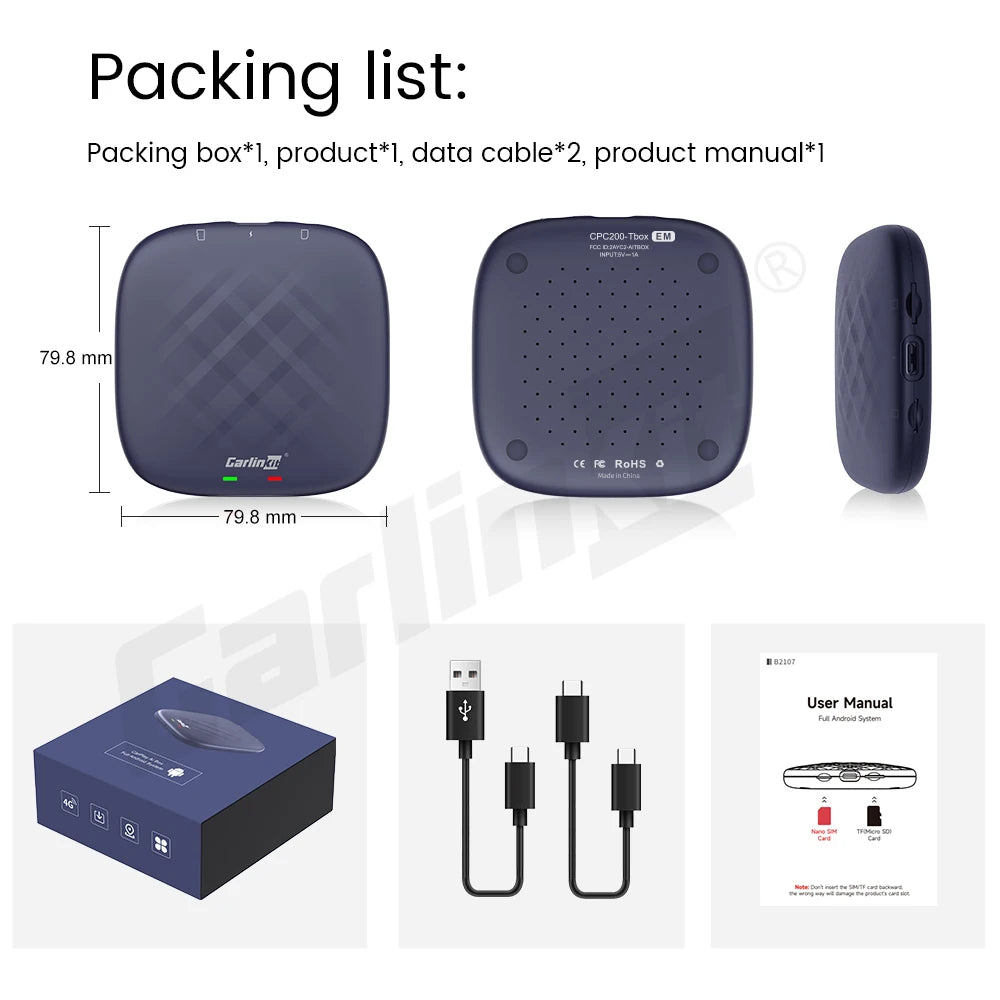 CarlinKit CarPlay Ai TV Box Android 13 QCM6125 Wireless CarPlay Android Auto 4G LTE Smart Car Play Streaming Box 8G 128G FOTA