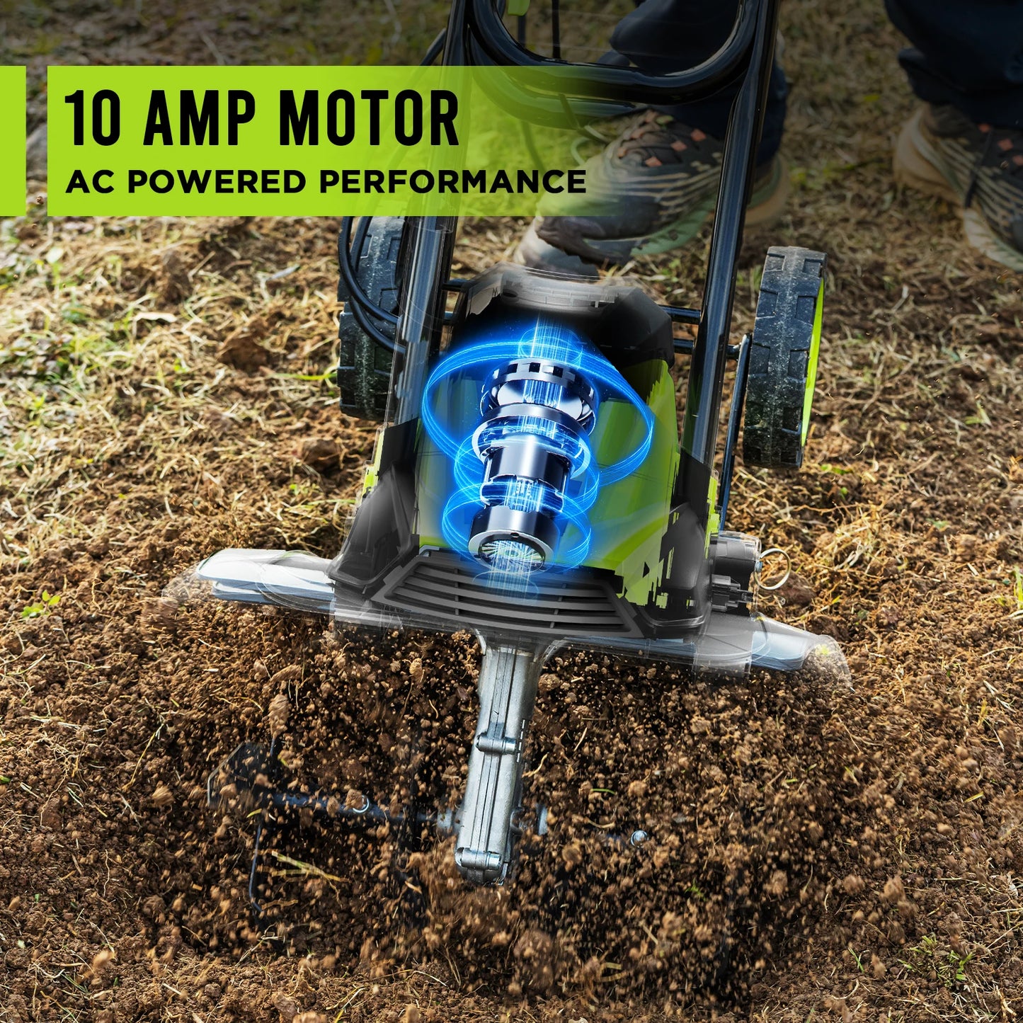 Deli 10A 120V 14-Inch Electric Garden Tiller and Cultivator, Powerful Soil Cultivation Tool for Lawn Care and Gardening Tasks
