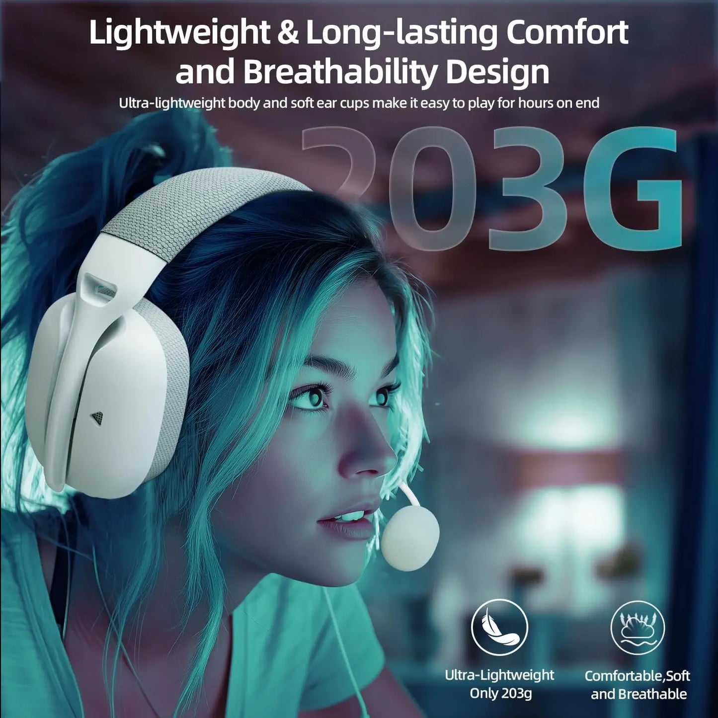 MAMBASNAKE×Attack Shark L80PRO Gaming Headset, Lightweight Over-Ear Gaming Headphones