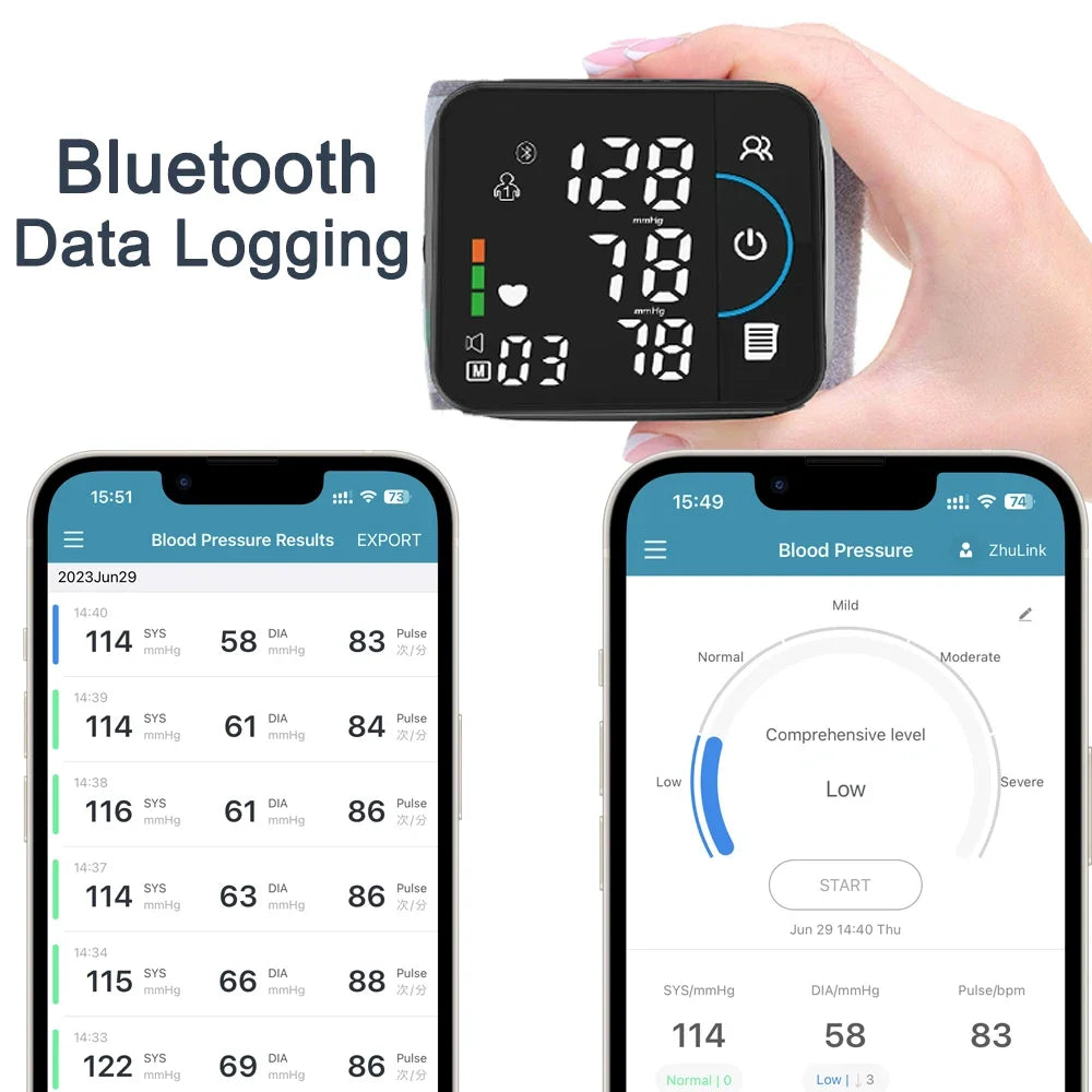 Wrist electronic blood pressure monitor charging Bluetooth English voice blood pressure monitor health care sphygmomanometer