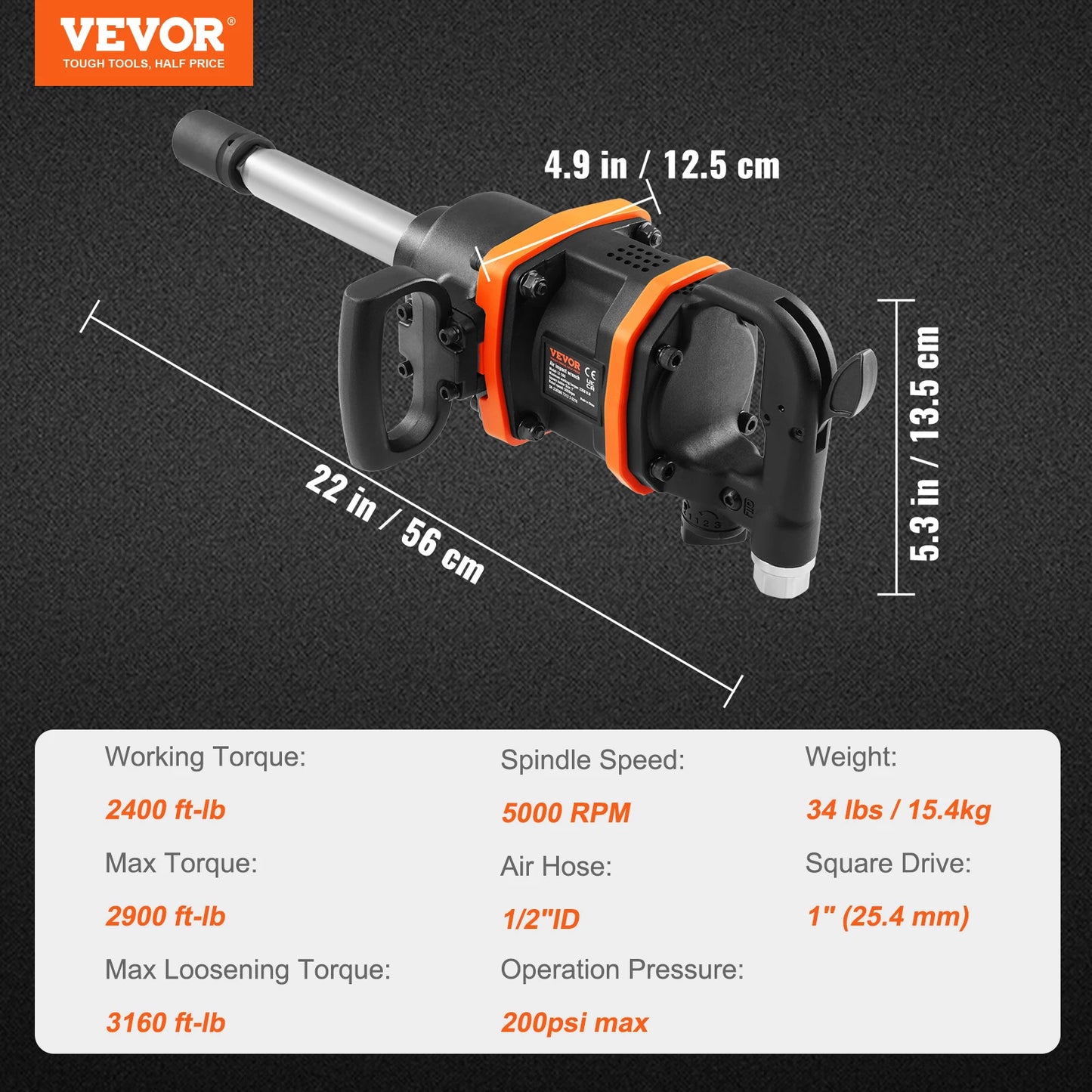 SucceBuy 1 Inch Air Impact Wrench High Reverse Torque Outpu Pneumatic Impact Gun for Heavy Duty Repairs and Maintenance Car Tire