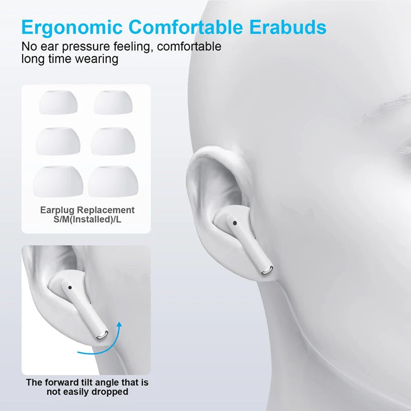 Bluetooth 5.3 Earphones 3D Stereo TWS Wireless EarBuds for Office Sports Study & Audio Calls Portable Wireless Audio Headphones