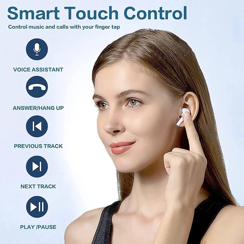 Bluetooth 5.3 Earphones 3D Stereo TWS Wireless EarBuds for Office Sports Study & Audio Calls Portable Wireless Audio Headphones
