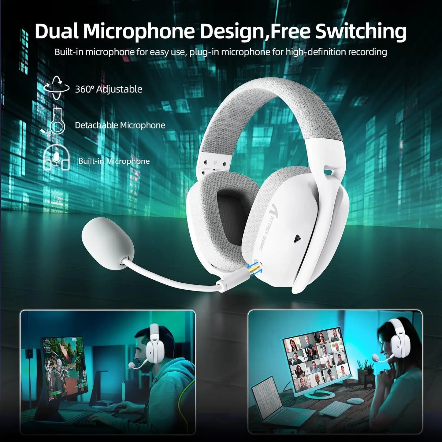 MAMBASNAKE×Attack Shark L80PRO Gaming Headset, Lightweight Over-Ear Gaming Headphones