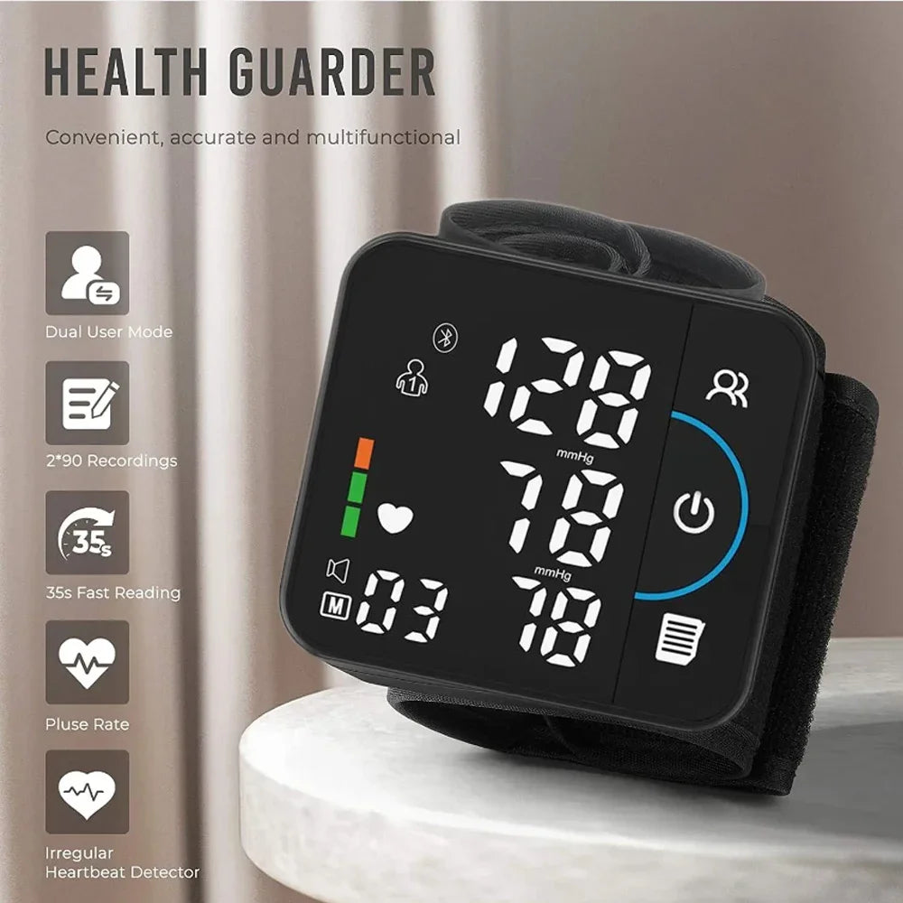 Wrist electronic blood pressure monitor charging Bluetooth English voice blood pressure monitor health care sphygmomanometer