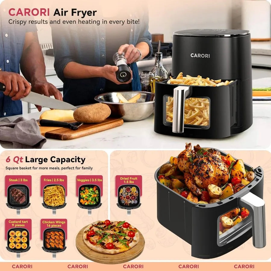 Air Fryer with 12 Preset Functions Large 6Qt Capacity Viewing Window Up to 400 Crisp Cooking Ideal for Baking Roasting Dehydrat