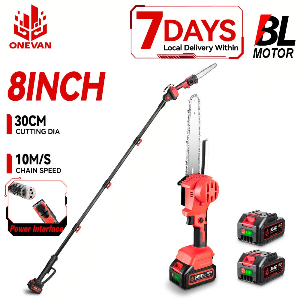 ONEVAN 4500W 2.25m Brushless High Branch Saw Telescoping Pole Electric Saw Cordless Garden Pruning Tool For ONEVAN 18V Battery