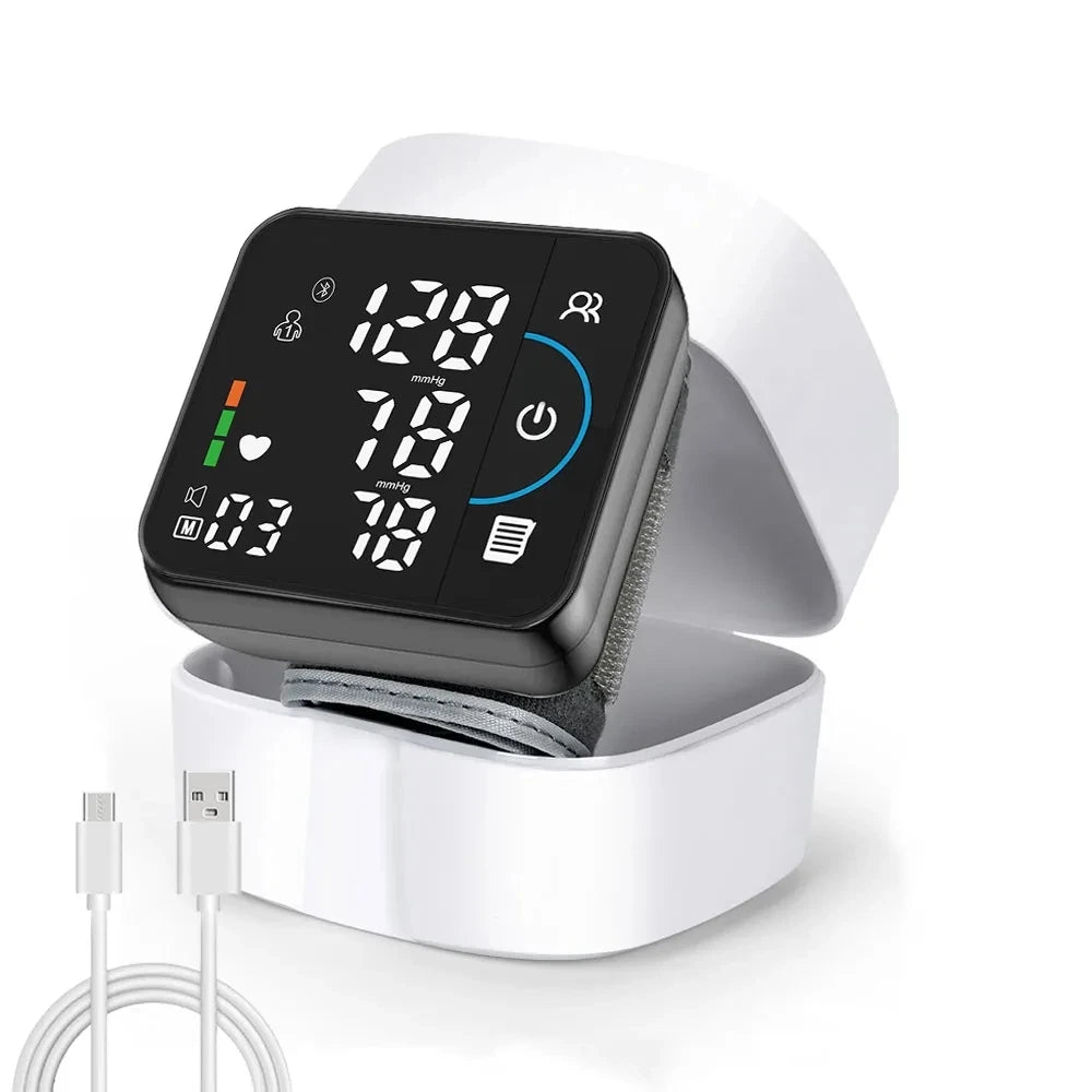 Wrist electronic blood pressure monitor charging Bluetooth English voice blood pressure monitor health care sphygmomanometer